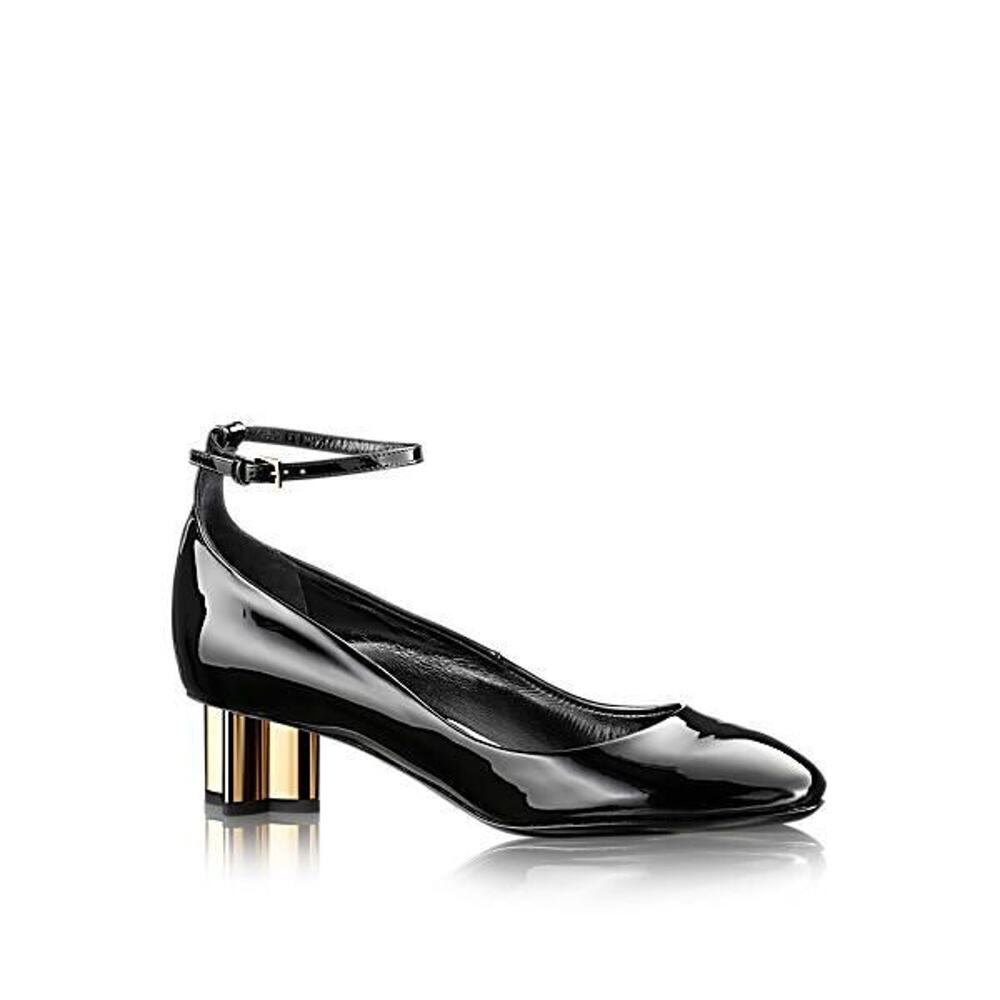 Louis Vuitton Night Bloom Pump Black Patent Leather Ankle Strap Flower Heel 38